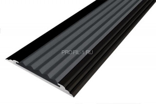 Порог алюминиевый противоскользящий одноуровневый 40 мм АП-40-Анод черный-черный 1,35 м