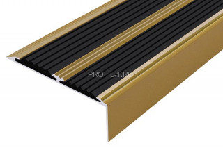 Алюминиевый угол-порог 70х22 с 2-мя резиновыми вставками АУ-70-Антик золото-черный 2,0 м