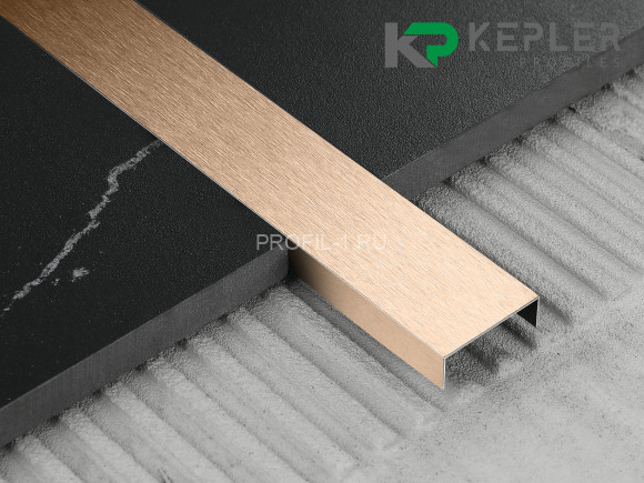 П-профиль бордюрный 10х30 мм из нержавеющей стали SS 304 FSUP30-RS S.S.304 розовое золото сатинированное 2.7 м