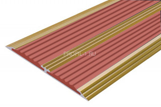 Алюминиевая полоса с 2-мя резиновыми вставками АП-70-Антик золото-красный 2,0 м