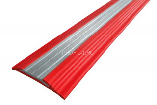 Противоскользящий профиль полоса с алюминиевой вставкой 45 мм NoSlipper-Полоса красный 2,7 м