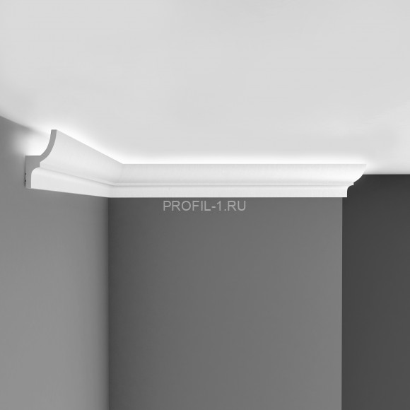 Плинтус потолочный гладкий Decomaster D501 Дюропрофиль 73х40х2000 мм белый