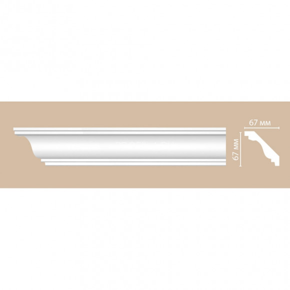 Плинтус потолочный гибкий FLEXIBLE  67х67х1200 мм Decomaster DS 336AFL из полиуретана белый под покраску