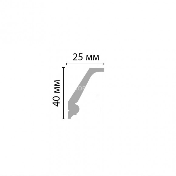 Плинтус потолочный DECOMASTER D151ДМ (40x25x2000) ударопрочный, белый, под покраску