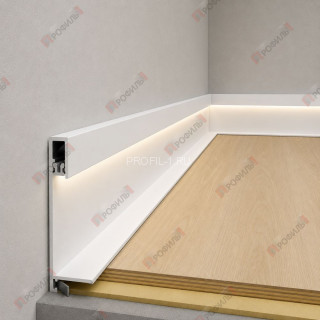 Алюминиевый микроплинтус щелевой с LED подсветкой ПО-240 белый муар 2,7 м