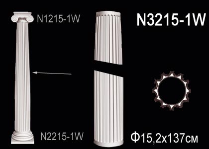 Ствол колонны Перфект N3215-1W полиуретан 1370х152х152 мм