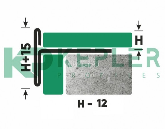 Т-профиль из нержавеющей стали закладной торцевой 12 мм FFT 12 S сатинированная сталь 270 см