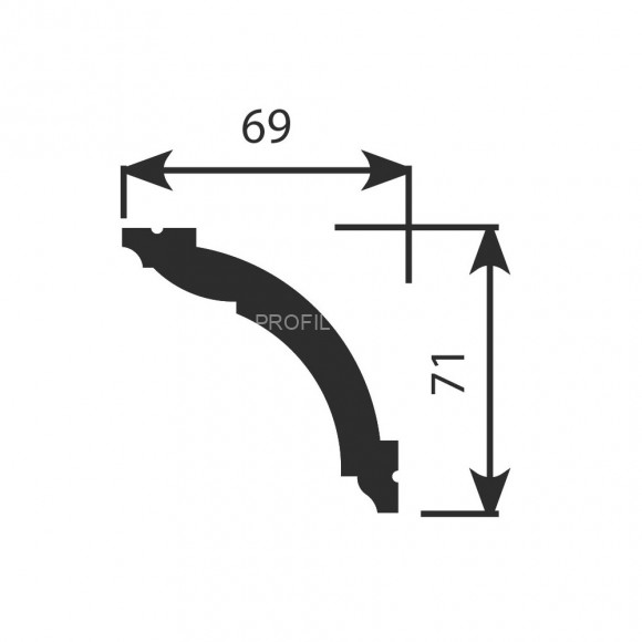 Потолочный плинтус Cosca KX-005 белый полистирол 69х71 мм 2м