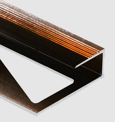 Профиль для ламината оконечный Panel L с рифлением алюминий 12 мм PV45-07 бронза блестящая 2,7 м