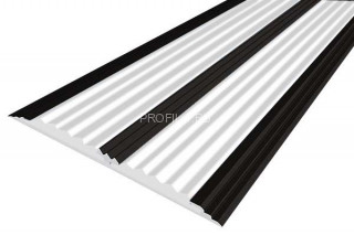 Порог 70 мм алюминиевый противоскользящий одноуровневый АП-70-Анод черный-белый 3,0 м