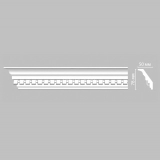 Плинтус DECOMASTER DT-22 (78x50x2400) потолочный с рисунком геометрический узор из полиуретана, белый под покраску