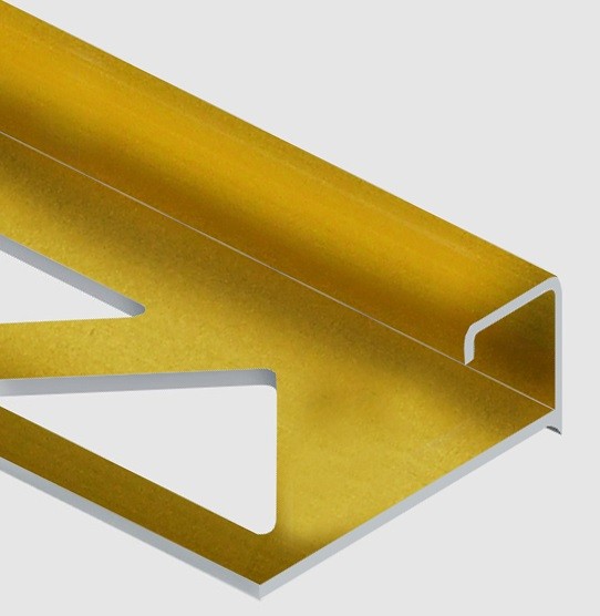 Профиль С-образный для плитки угловой внутренний 12 мм алюминий PV55-04 золото матовое 2,7 м