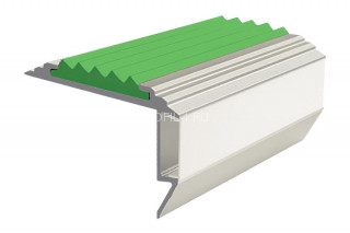 Алюминиевый порог угловой противоскользящий с подсветкой 26х45 мм АУ-45-LED-Анод серебро-зеленый 2,0 м Алюминиевый порог угловой противоскользящий с подсветкой 26х45 мм АУ-45-LED-Анод серебро-зеленый 2,0 м