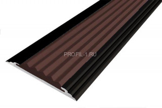 Порог алюминиевый противоскользящий одноуровневый 40 мм АП-40-Анод черный-темно-коричневый 1,35 м