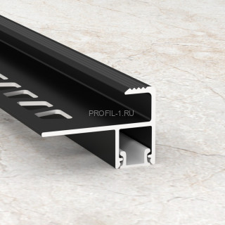 Алюминиевый F-профиль на ступени под светодиодную ленту ПО-218 черный муар 2,7 м