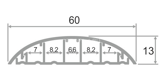 Алюминиевый порог с кабель-каналом одноуровневый 60 мм ПО-62 серебро матовое 2,7 м