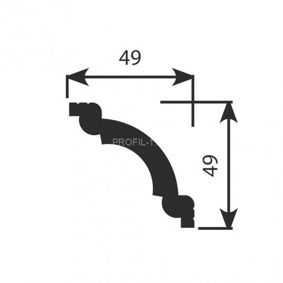 Потолочный плинтус Cosca KX-008 белый полистирол 49х49 мм 2м