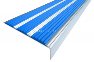 Порог угловой алюминиевый с резиновой вставкой 22х98 мм АУ-98 синий 3,0 м