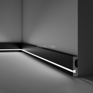 Напольный плинтус с подсветкой NMC Walstyl IL11 Black черный полистирол 20х80 мм 200 см Напольный плинтус с подсветкой NMC Walstyl IL11 Black черный полистирол 20х80 мм 200 см