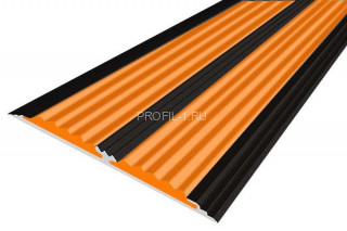 Порог 70 мм алюминиевый противоскользящий одноуровневый АП-70-Анод черный-оранжевый 3,0 м