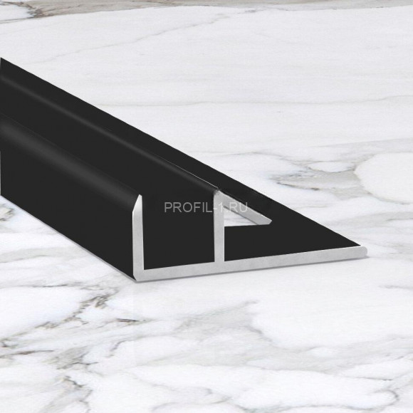 Алюминиевый П-профиль для стекла 10х10 мм ПО-211 черный матовый 2.7 м