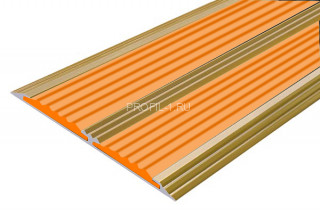 Алюминиевая полоса с 2-мя резиновыми вставками АП-70-Антик золото-оранжевый 2,0 м
