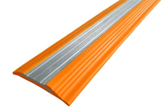 Противоскользящий профиль полоса с алюминиевой вставкой 45 мм NoSlipper-Полоса оранжевый 2,7 м