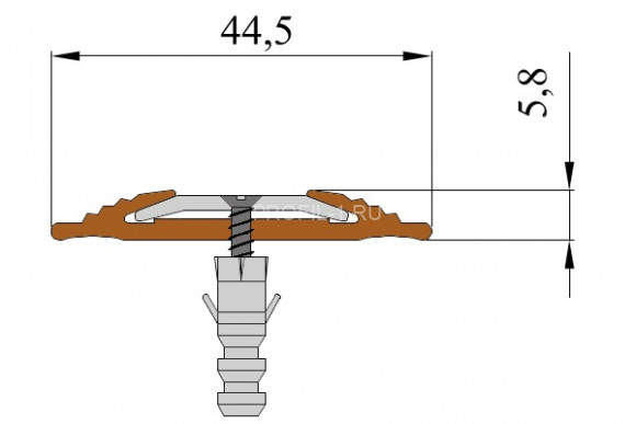 Противоскользящий профиль полоса с алюминиевой вставкой 45 мм NoSlipper-Полоса оранжевый 2,7 м