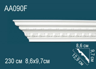 Потолочный плинтус гибкий с рисунком Перфект AA090F полиуретан 97х129х86 мм 230 см