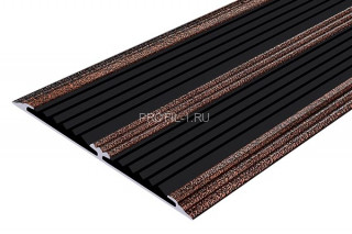 Алюминиевая полоса с 2-мя резиновыми вставками АП-70-Антик медь-черный 2,0 м