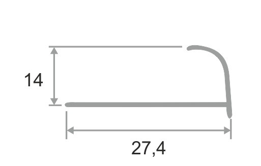 Алюминиевая раскладка внешняя 14 мм ПО-14 золото глянец 2,7 м
