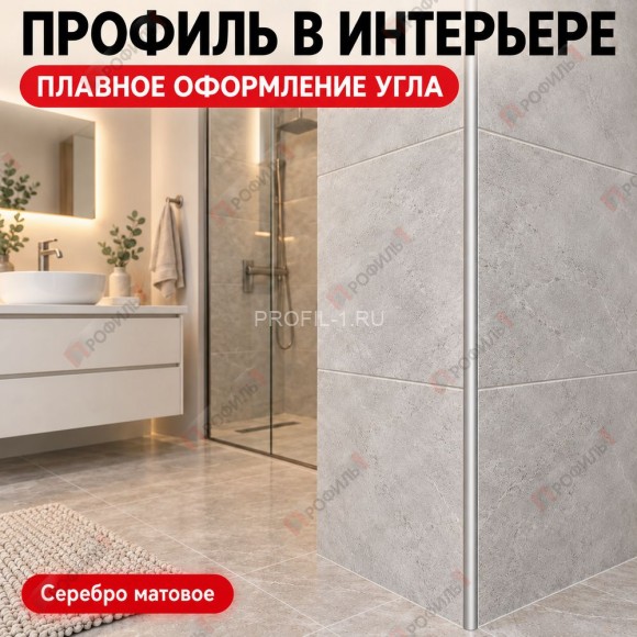 Алюминиевый профиль для внешних углов плитки МПА 8х8 мм двухсторонний серебро матовое 2,7 м Алюминиевый профиль для внешних углов плитки МПА 8х8 мм двухсторонний серебро матовое 2,7 м