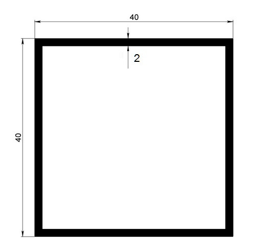Алюминиевый бокс квадратный 40х40х2 мм 3 метра Алюминиевый бокс квадратный 40х40х2 мм 3 метра