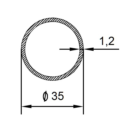 Алюминиевая труба 35х1,2 мм 3 метра