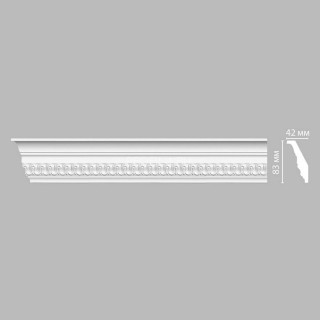 Плинтус DECOMASTER DT-36 (83x42x2400) потолочный с рисунком классический узор из полиуретана, белый под покраску