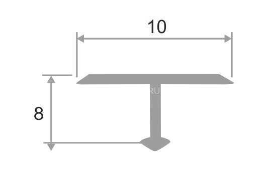 Алюминиевый Т-профиль 10 мм ПТ-10 серебро глянец 2,7 м Алюминиевый Т-профиль 10 мм ПТ-10 серебро глянец 2,7 м