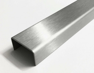 П-образный профиль из нержавеющей стали 10х15 мм SUP15-10H серебро глянец браш 2,7 м