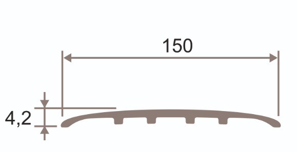 Алюминиевый порог одноуровневый 150 мм ПО-150 серебро матовое 2,7 м