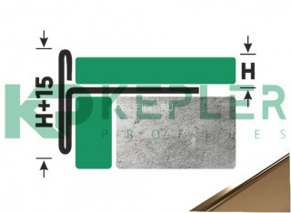 Т-профиль из нержавеющей стали закладной торцевой 15 мм FFT 15 GP золото полированное 270 см