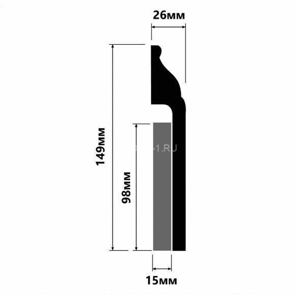 Напольный плинтус HiWood B150 белый 149х26 мм 2 метра Напольный плинтус HiWood B150 белый 149х26 мм 2 метра
