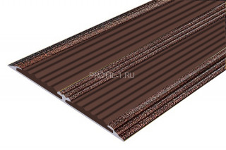 Алюминиевая полоса с 2-мя резиновыми вставками АП-70-Антик медь-темно-коричневый 2,0 м