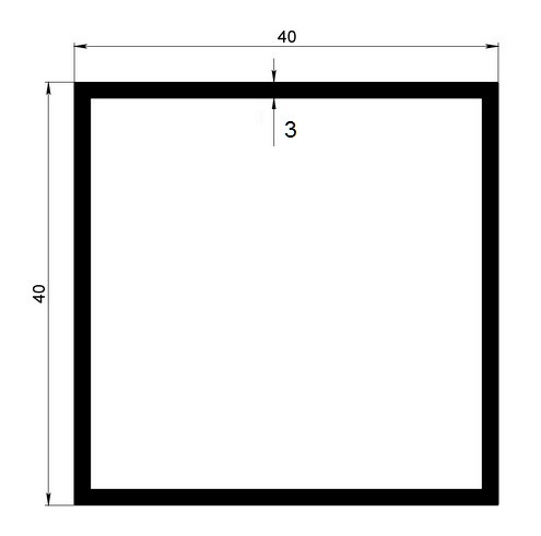Алюминиевый бокс квадратный 40х40х3 мм 3 метра