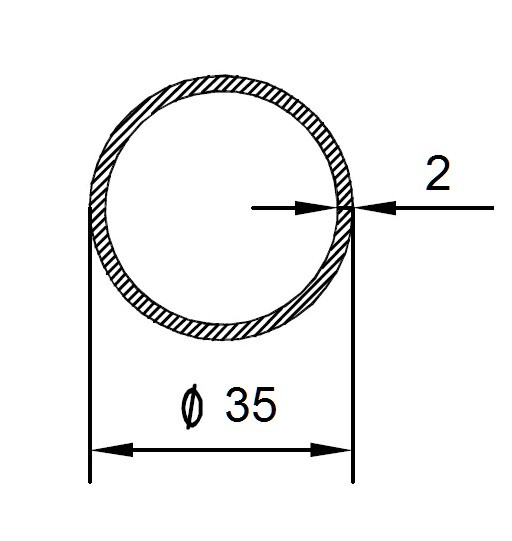 Алюминиевая труба 35х2 мм 3 метра