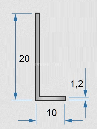 Алюминиевый уголок анодированный 10х20х1,2 мм 3м разнополочный серебро