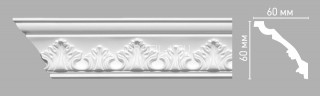 Плинтус потолочный 60х60х2400 мм Decomaster 95015 из полиуретана белый под покраску Плинтус потолочный 60х60х2400 мм Decomaster 95015 из полиуретана белый под покраску