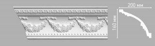 Плинтус DECOMASTER 95026 (160x200x2400) потолочный с рисунком линейный рельеф из полиуретана, белый под покраску