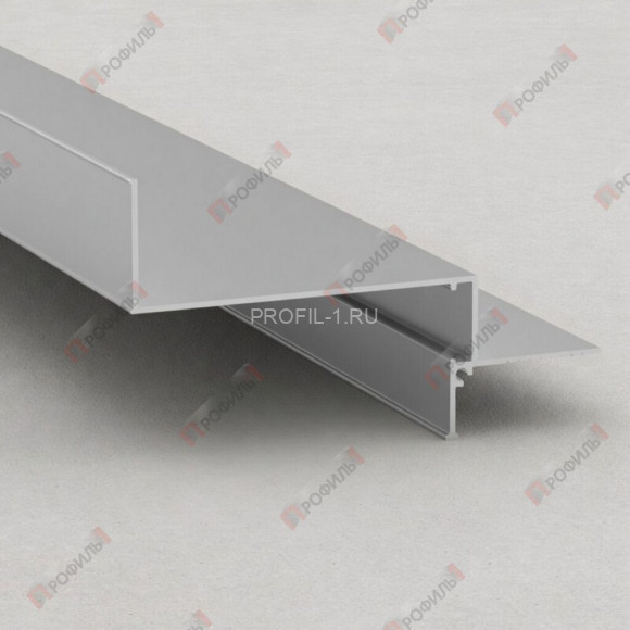 Алюминиевый потолочный теневой профиль с LED подсветкой ПТС-204 серебро матовое 2,7 м