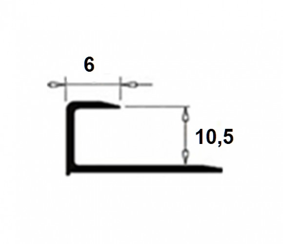 Латунный П-образный профиль окантовочный LUD 1006 OS 10,5х6 шлифованный 2,7м