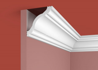 Потолочный плинтус Cosca KX-012 белый полистирол 80х80 мм 2м