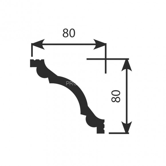 Потолочный плинтус Cosca KX-012 белый полистирол 80х80 мм 2м